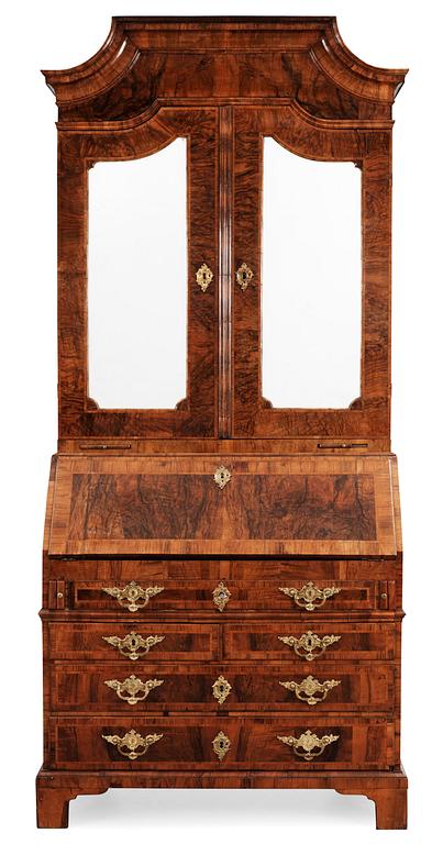 A Queen Anne 18th century walnut veneered Bureau-Cabinet.