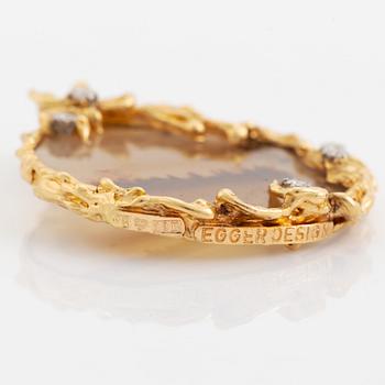 Pendant, design Siegfried Egger, 18K gold with agate and brilliant cut diamonds.