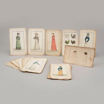 A SET OF 26 HAND COLOURED FASHION ILLUSTRATIONS, early 19th century.