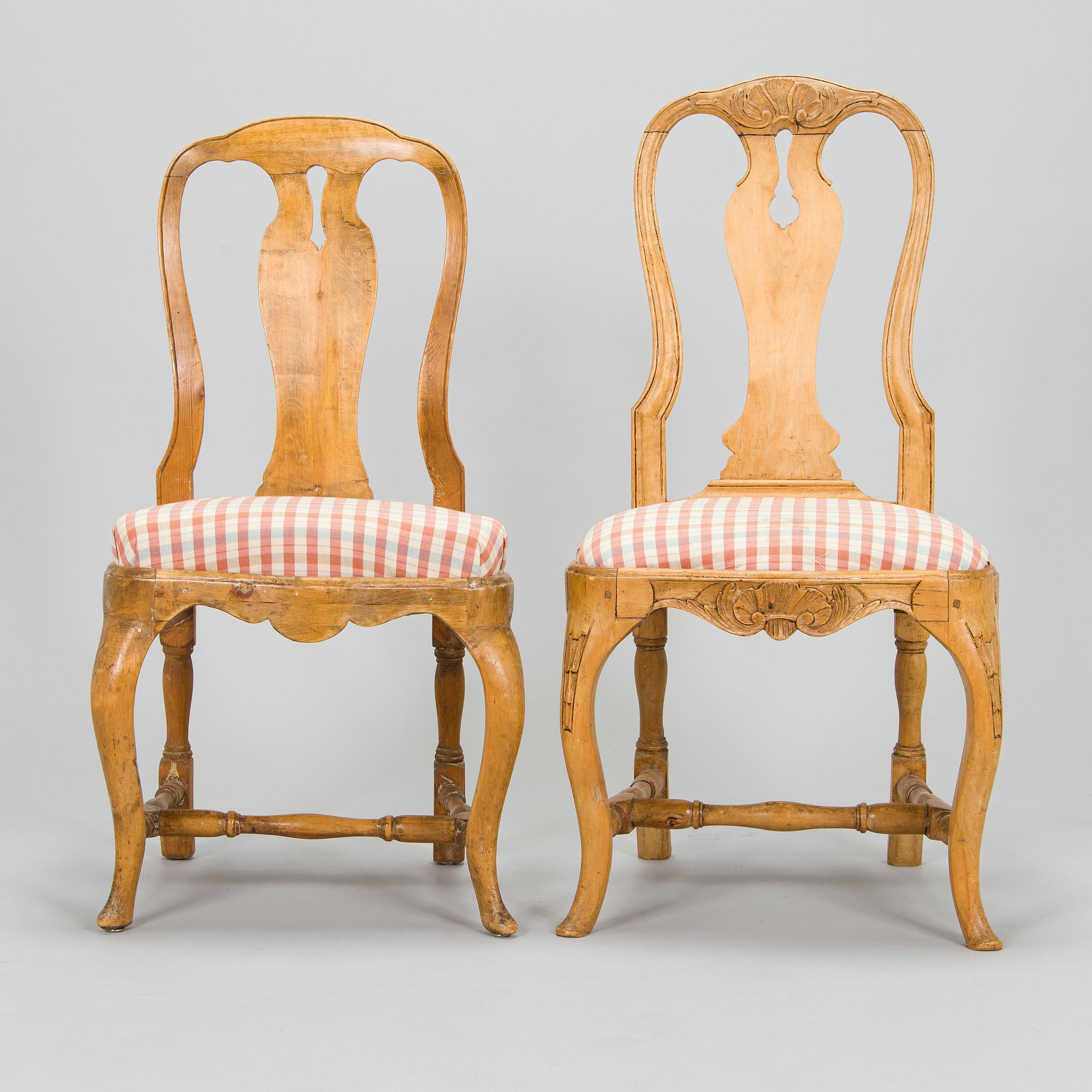 Stolar, snarlika, 8 st, rokoko, 1700-talets mitt.