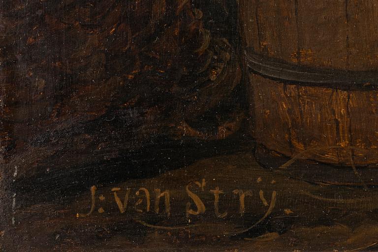 Jacob van Strij (Stry), Cows by a Barn Wall.