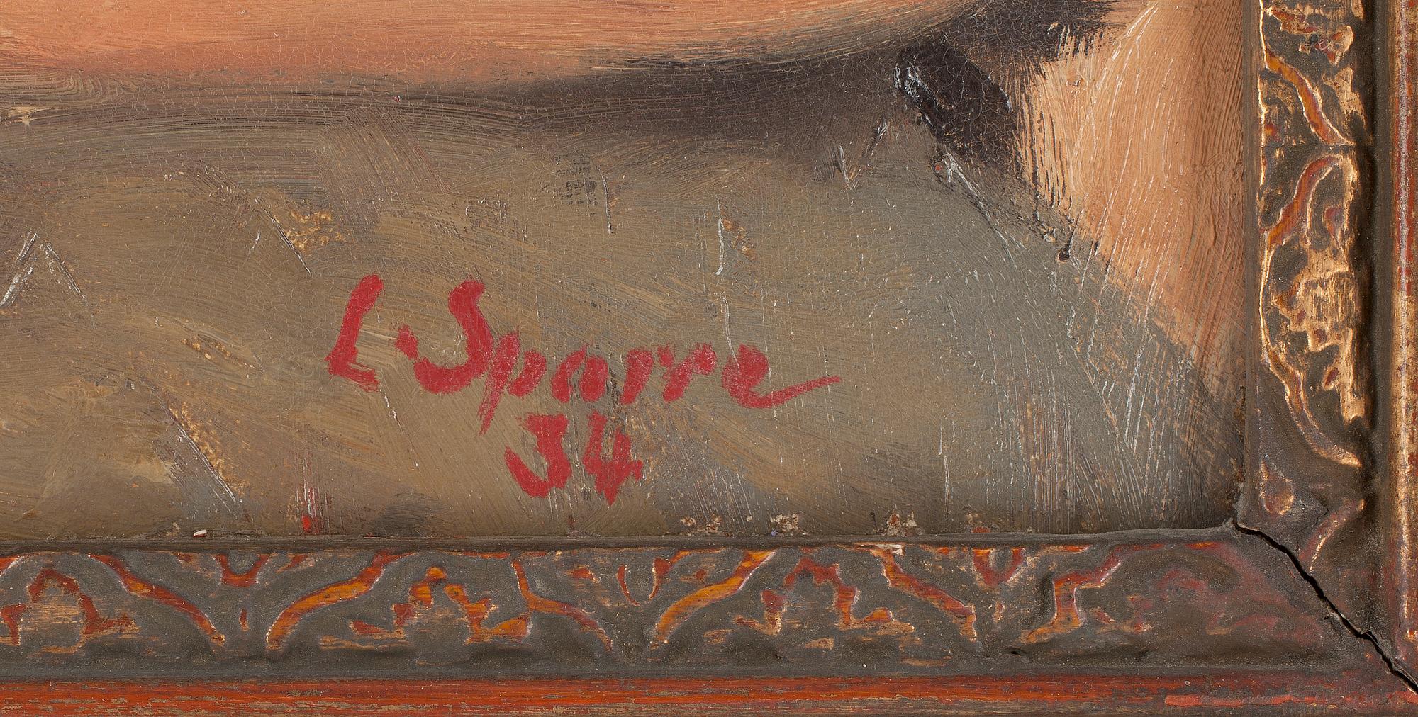 LOUIS SPARRE, olja på pannå, sign o dat -34.