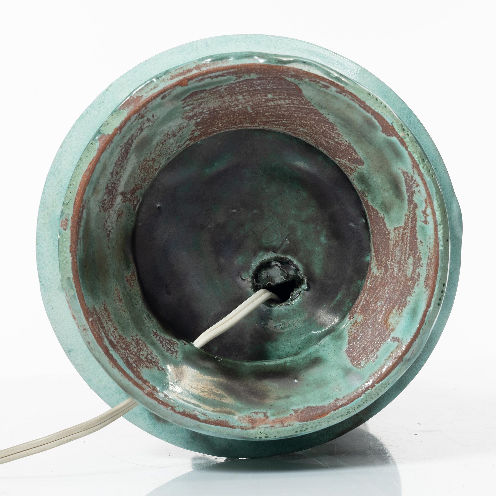 Allan Ebeling, a glazed ceramic table lamp, Torshälla 1932.