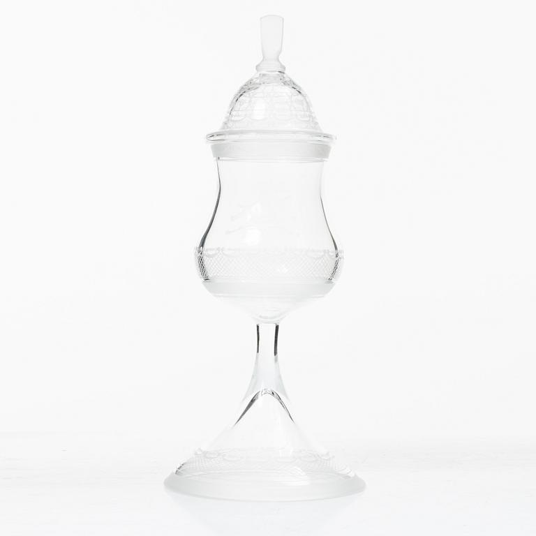 Simon Gate, goblet with lid, "Aurora", Orrefors, 250th anniversary, 1976.