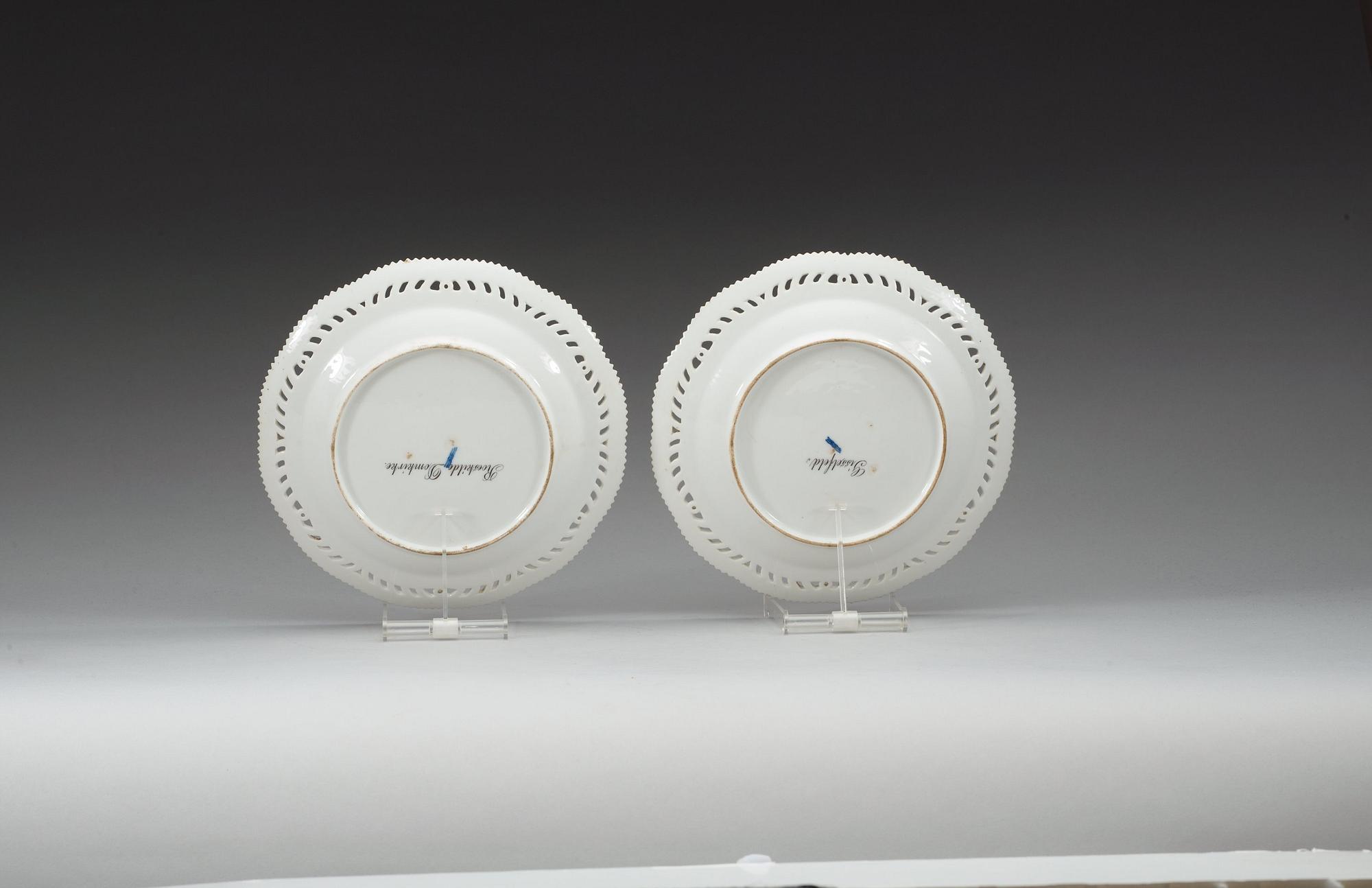A set of five Royal Copenhagen topographical dessert dishes, Denmark, 18th/19th Century.