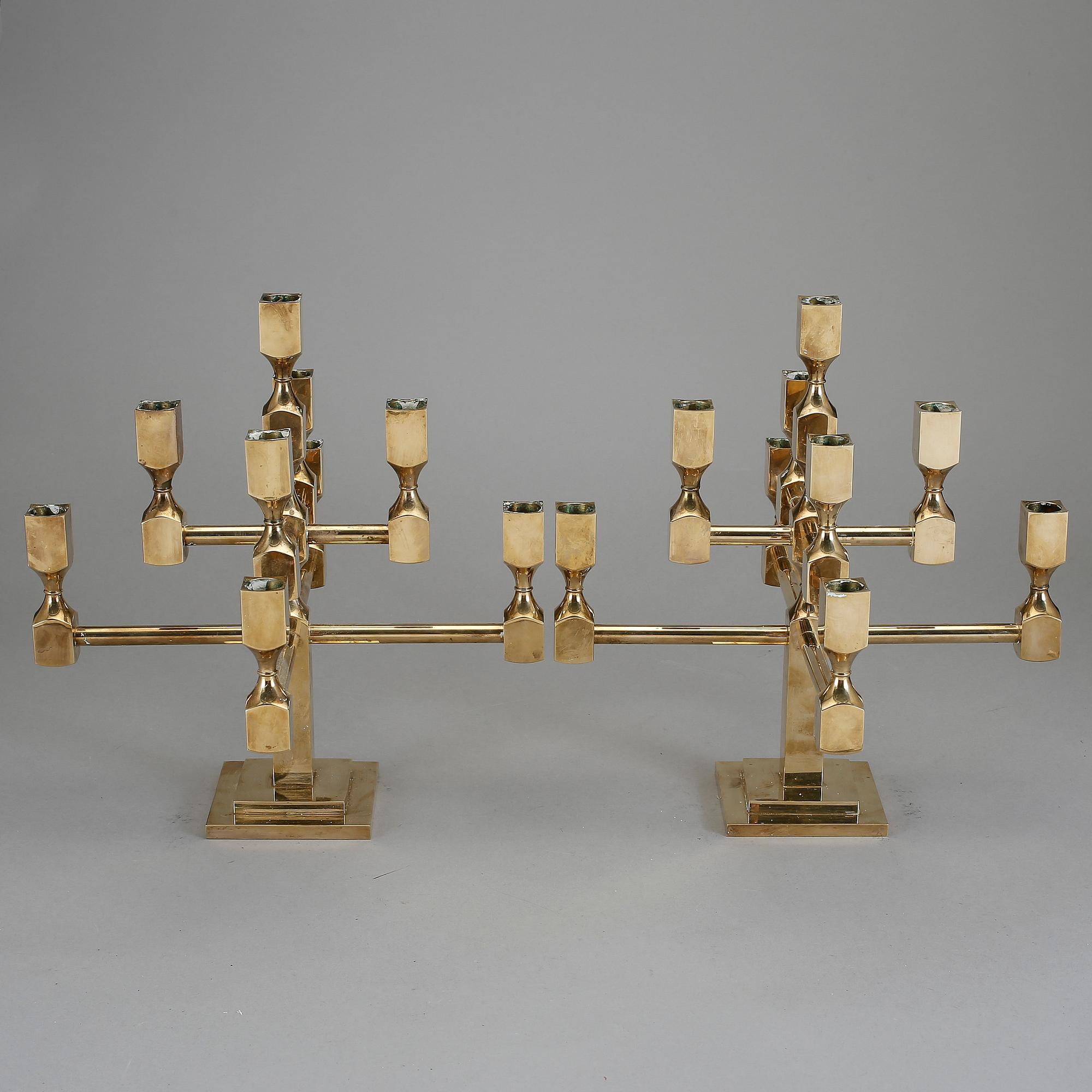 KANDELABRAR, ett par, mässing, Gusum, 1900-tal.