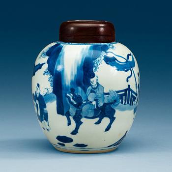 1896. A blue and white jar, Qing dynasty, Kangxi (1662-1722).