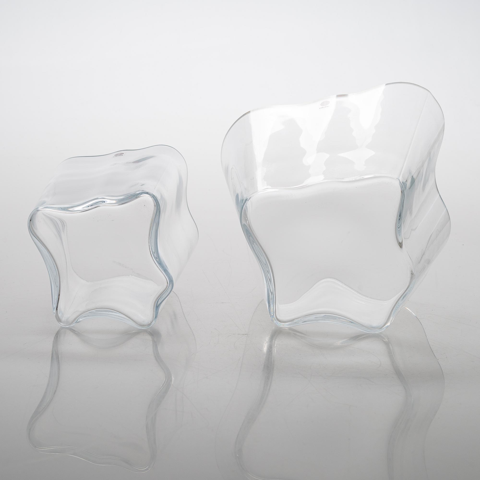 Alvar Aalto, glasskulptur, "Aalto-blomman", fyrdelad, signerad Alvar Aalto Iittala 2005.