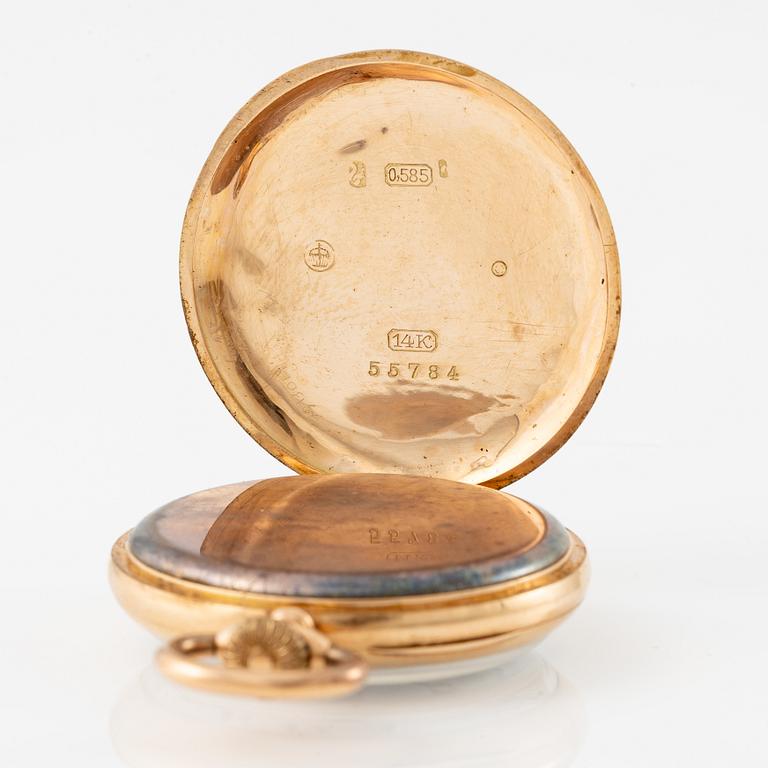 Pocket watch, 14K gold, 32 mm.