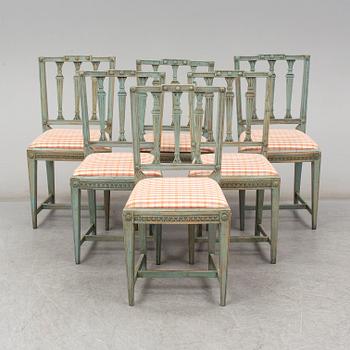 Six matched Gustavian-style chairs, 19th century.