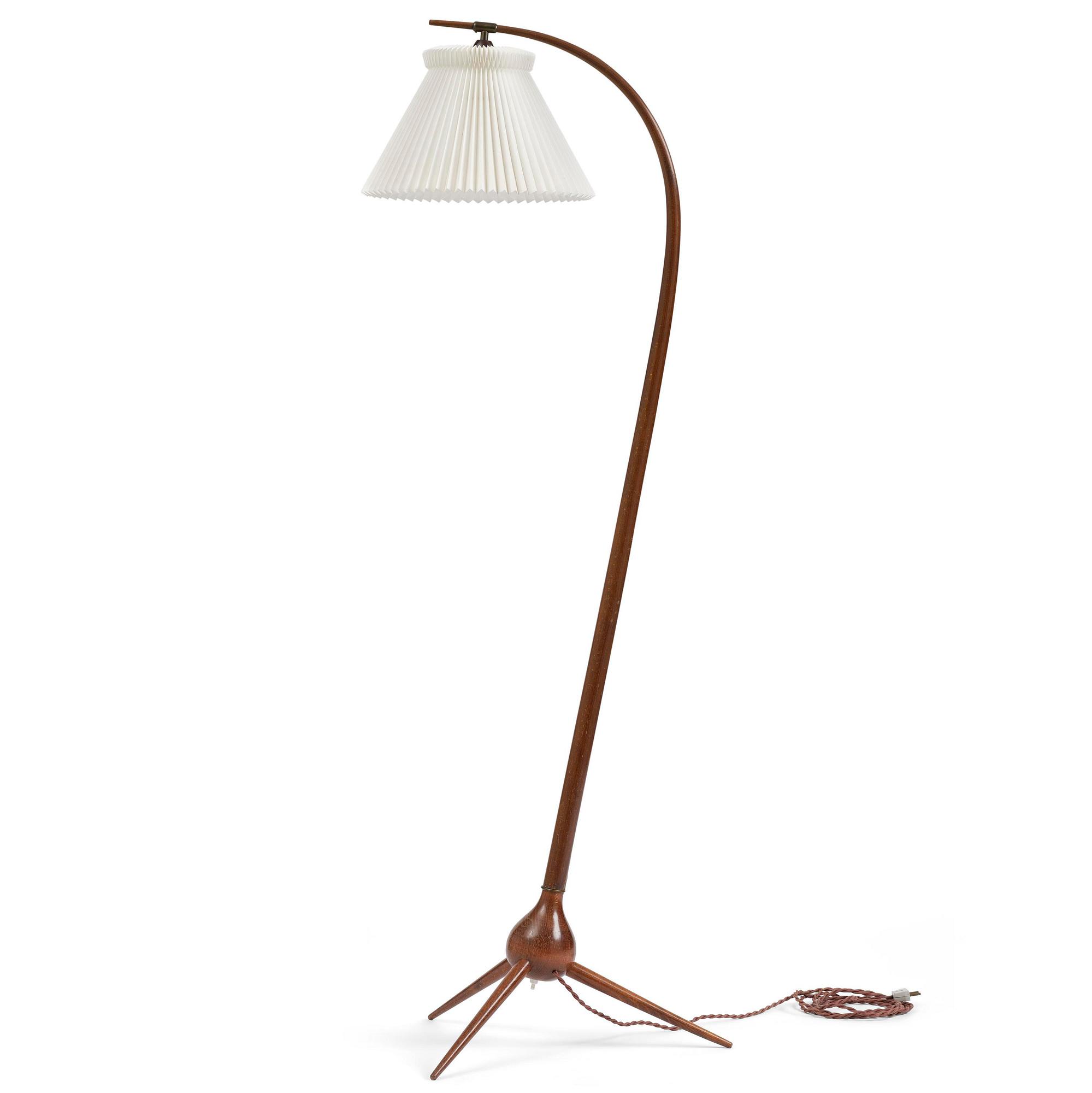 Severin Hansen, a "Bridge" floor lamp, Haslev Møbelsnedkeri, Denmark, 1950s.