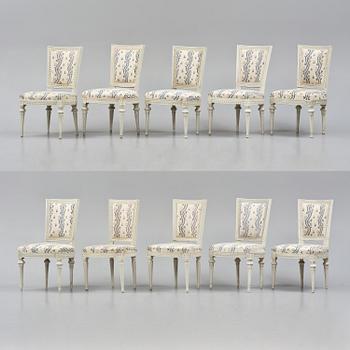 A matched set of ten late Gustavian chairs, (three signed by L Söderholm 1789-1794).