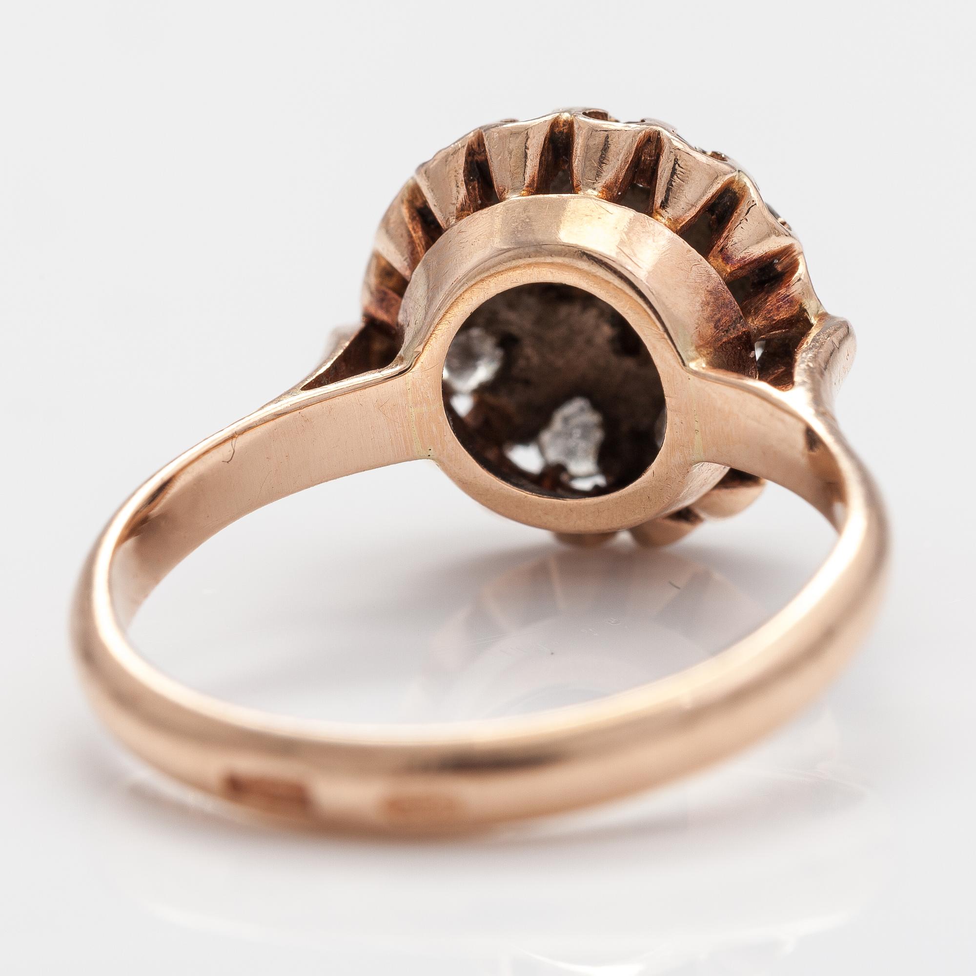 SORMUS, 14K kultaa, berylli, timantteja n. 0.40 ct yht. Neuvostoliitto.