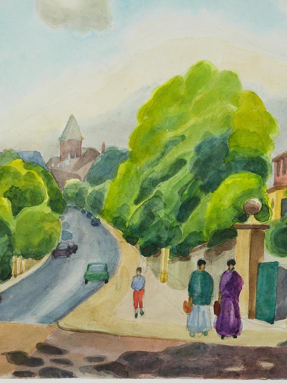 Josef Frank, watercolour, "Rosslyn Hill" (inscribed on the reverse), dated 1961.