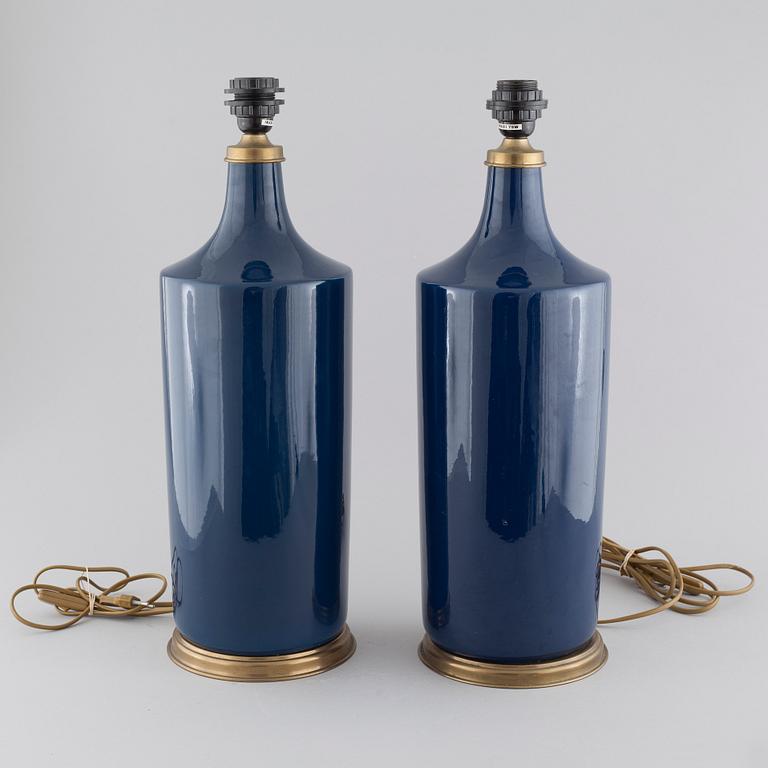 A pair of ceramic Francois Chatain table lamps, France, second half of the 20th century.