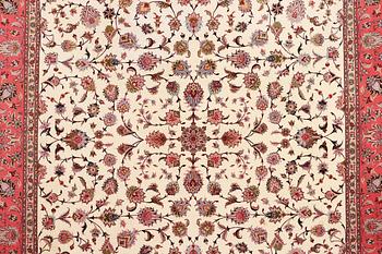 An old Tabriz carpet, part silk, 60 raj, c. 253 x 250 cm.