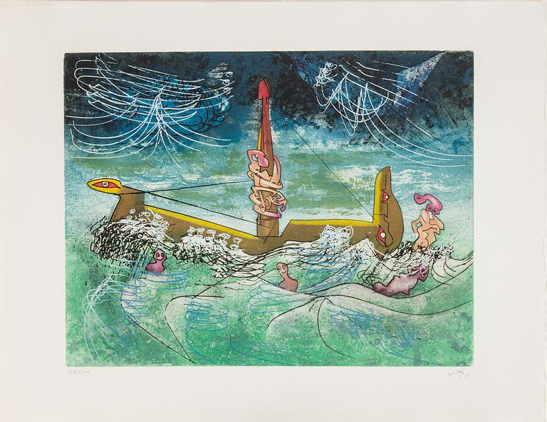 ROBERTO MATTA, etsning/akvatint, 10 st, "Hom'mere", signerade och numrerade 49/100. 1975.