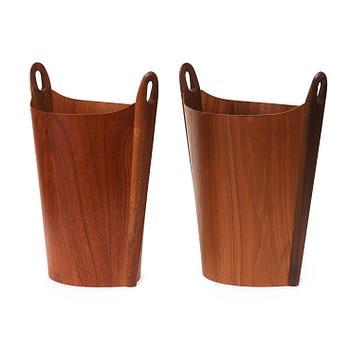 29. Two PS Heggen teak waste paper bins, Nordfjordeid, Norway 1960's.