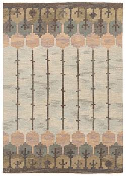 Judith Johansson, a carpet, "Rosenhäck", flat weave, ca 243 x 169 cm, signed JJ.