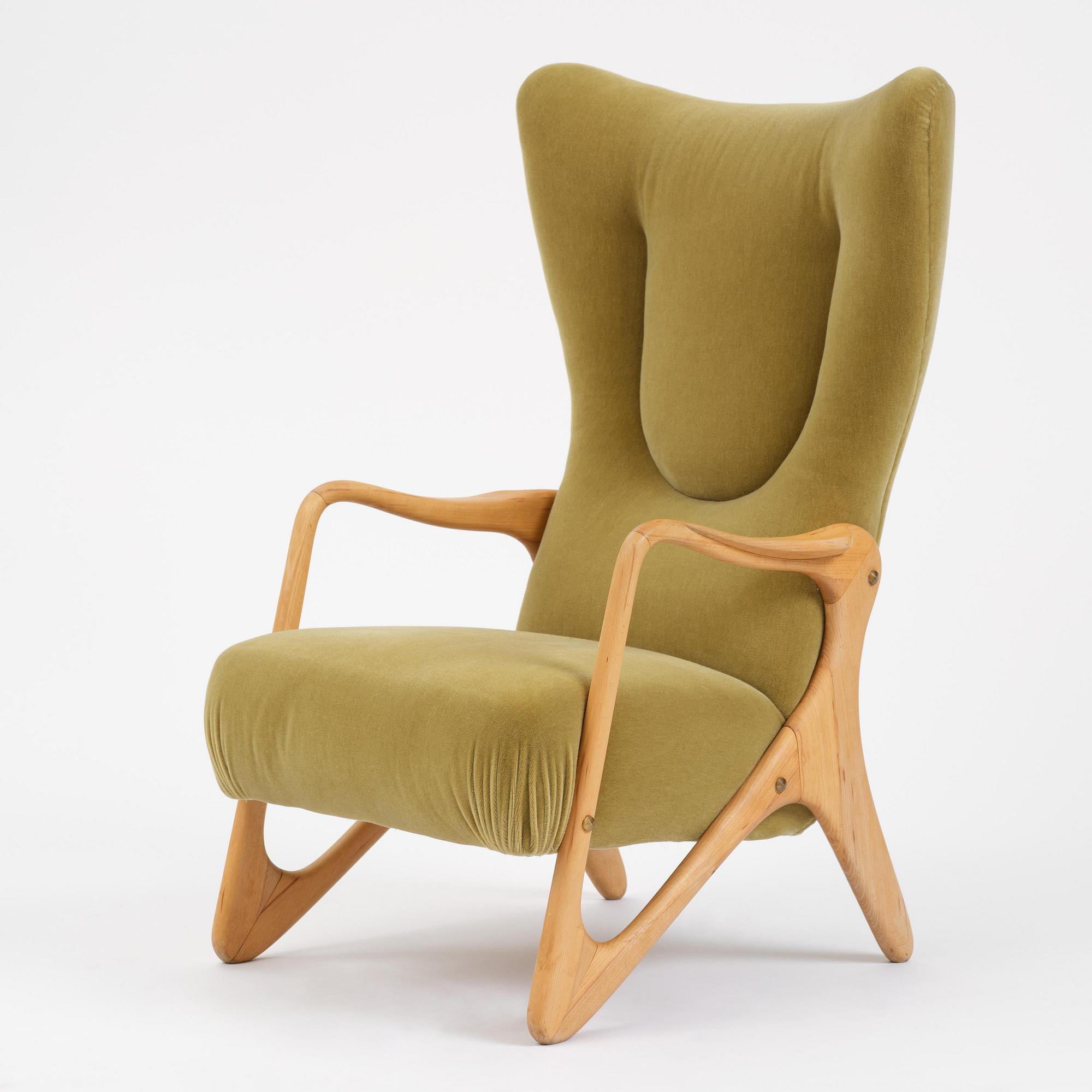 Jens Malling Pedersen, a rare "Pelican" high back easy chair, Dantos, Vejle, Denmark, 1950s.
