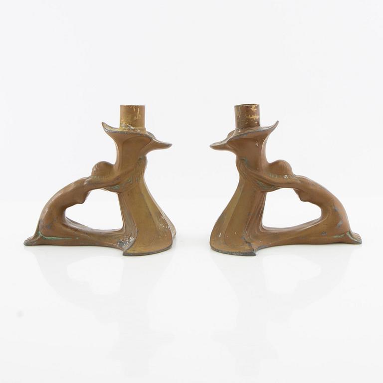 B Bulzke candlesticks, a pair, Jugend style, circa 1900.