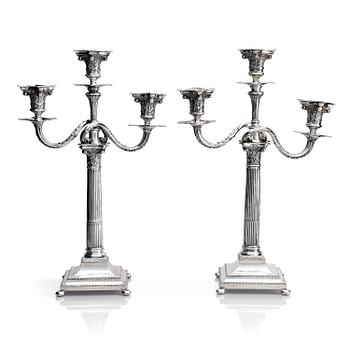 294. Firma Carl Fredrik Carlman (Ryno Carlman), kandelabrar, ett par, silver, Stockholm 1899.