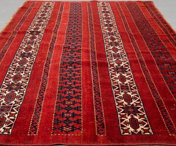 CHUVAL, antik Kirgiz/Turkmen, ca 115,5 x 209-211 cm (samt kortsidorna med ca 0,5-1 cm slätväv).