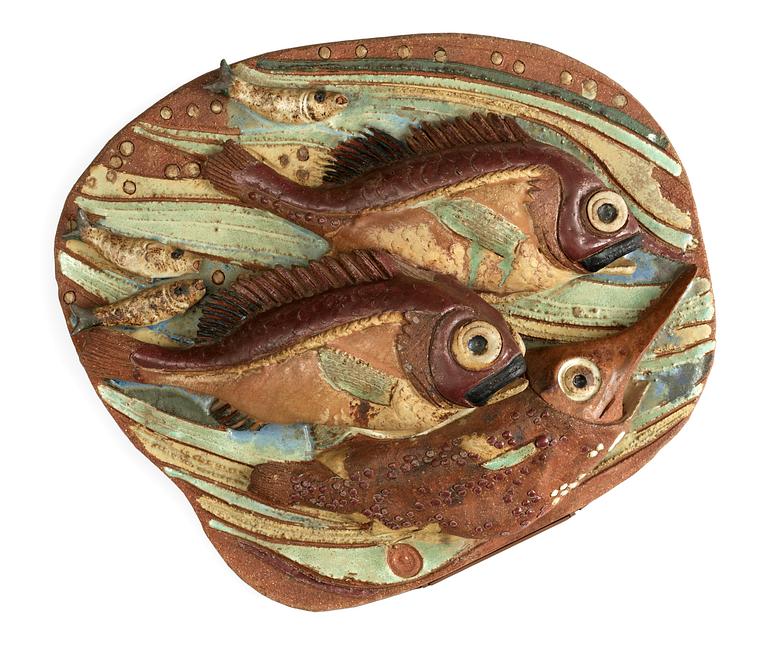 A Tyra Lundgren stoneware relief.