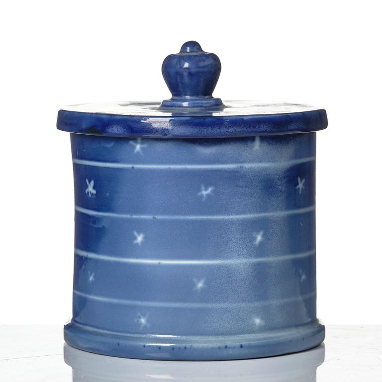 Wilhelm Kåge, two porcelain vases and an earthenware jar with cover, Gustavsberg, Sweden, 1924 and presumably 1930.