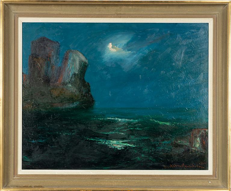 Bertel Bertel-Nordström, Coastal Scene in Moonlight.