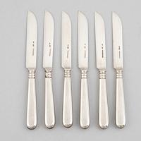 A set of six silver cheese knives, mark of H Raadus & P Osipov, Tallinn, Estonia circa 1930.