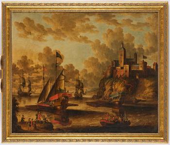 Peter van den Velde, follower of, Ship below the castle.