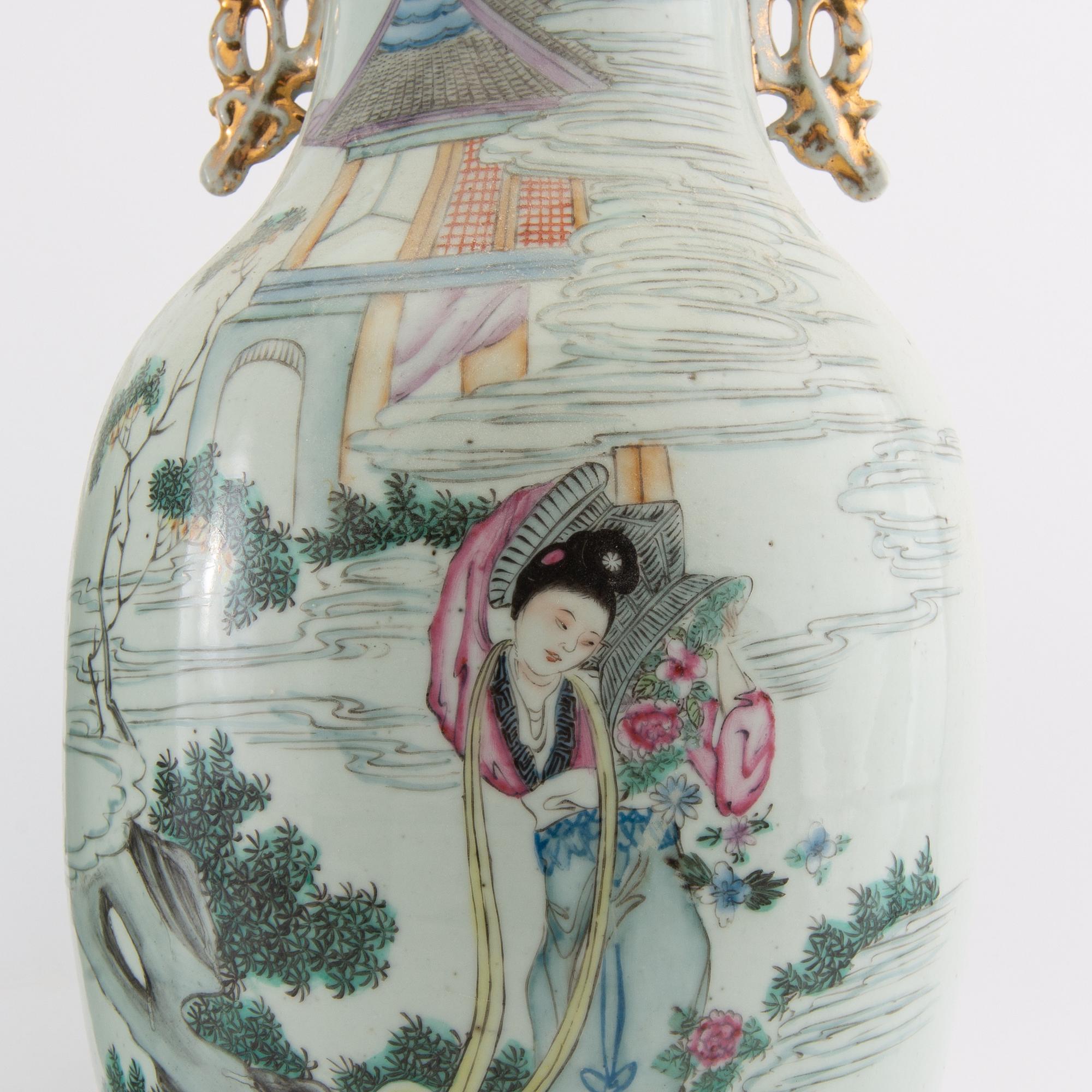 Floor vases 2 similar China 20th century porcelain.