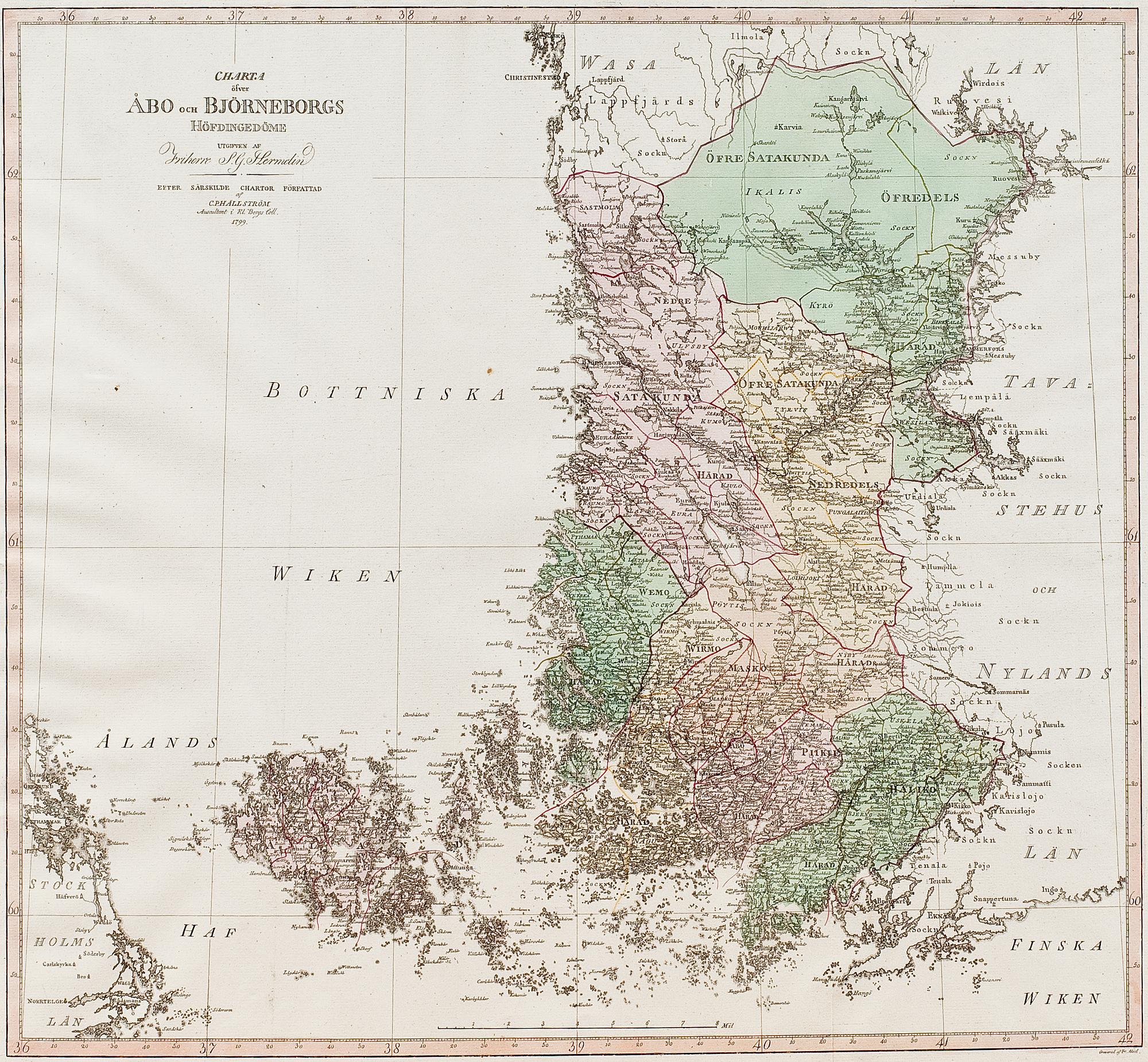 KARTA ÖVER SYDVÄSTRA FINLAND.