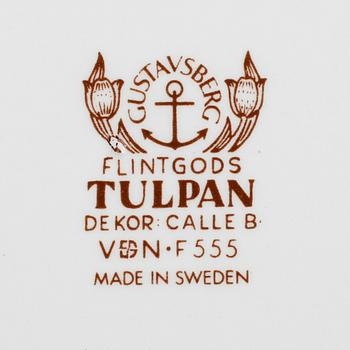 SERVISDELAR, 24 delar, flintgods, "Tulpan", Calle Blomqvist, Gustavsberg, 1900-talets mitt.