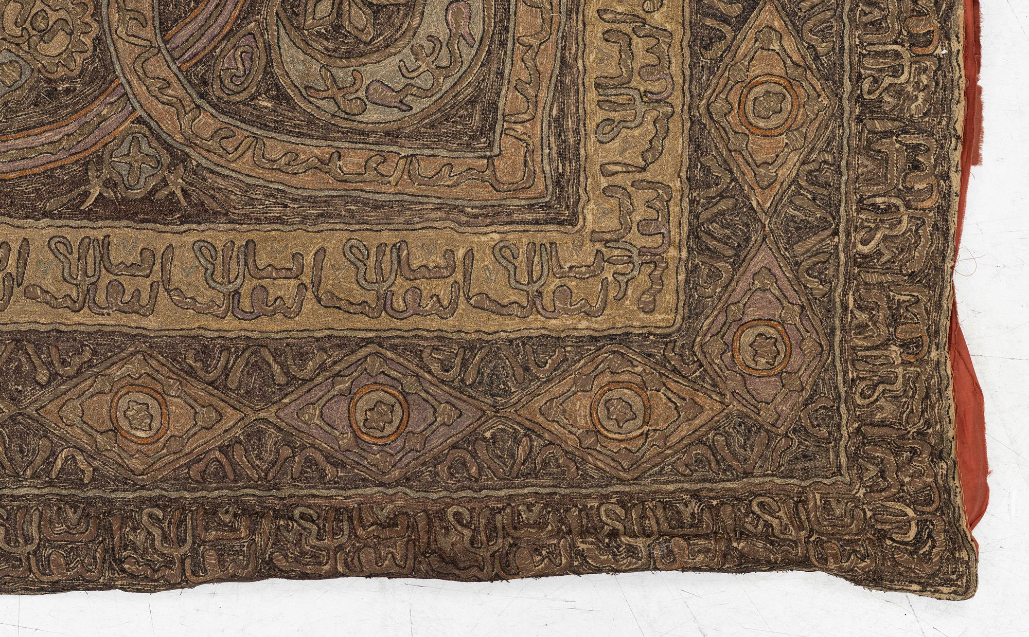 A silver embroidery tapestry, Ottoman Empire, first half of the 19th century, c. 260 x 153 cm.