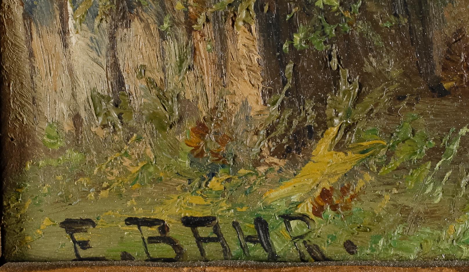 E.BAHR, olja på pannå, signerad, 1800-/1900-tal.