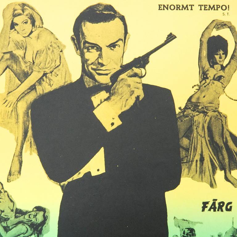 Filmaffischer 4 st James Bond "Agent 007 ser rött (From Russia with love)" 1965, 1970 och 1974.