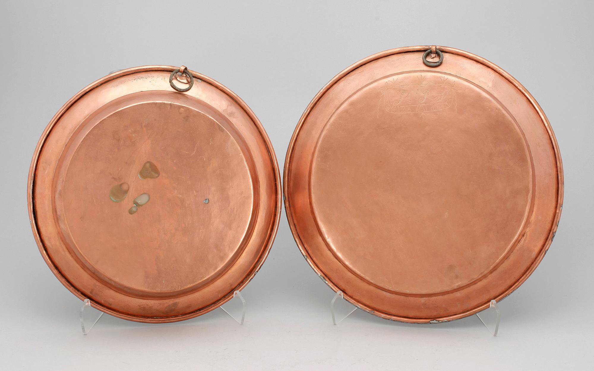SKÅLFAT, 2 st, koppar, 1800-talets första hälft.
