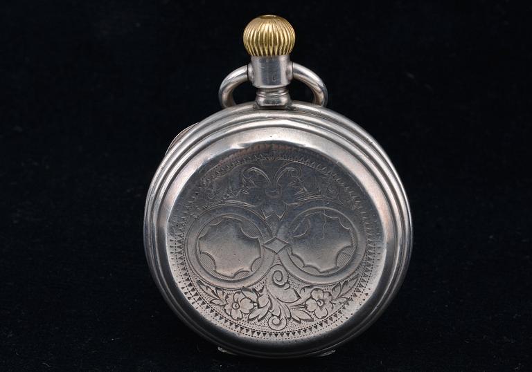 A POCKET WATCH, Billodes Remontoir Ancre Ligne Droite 15 rubis. no 53917. 800 silver.