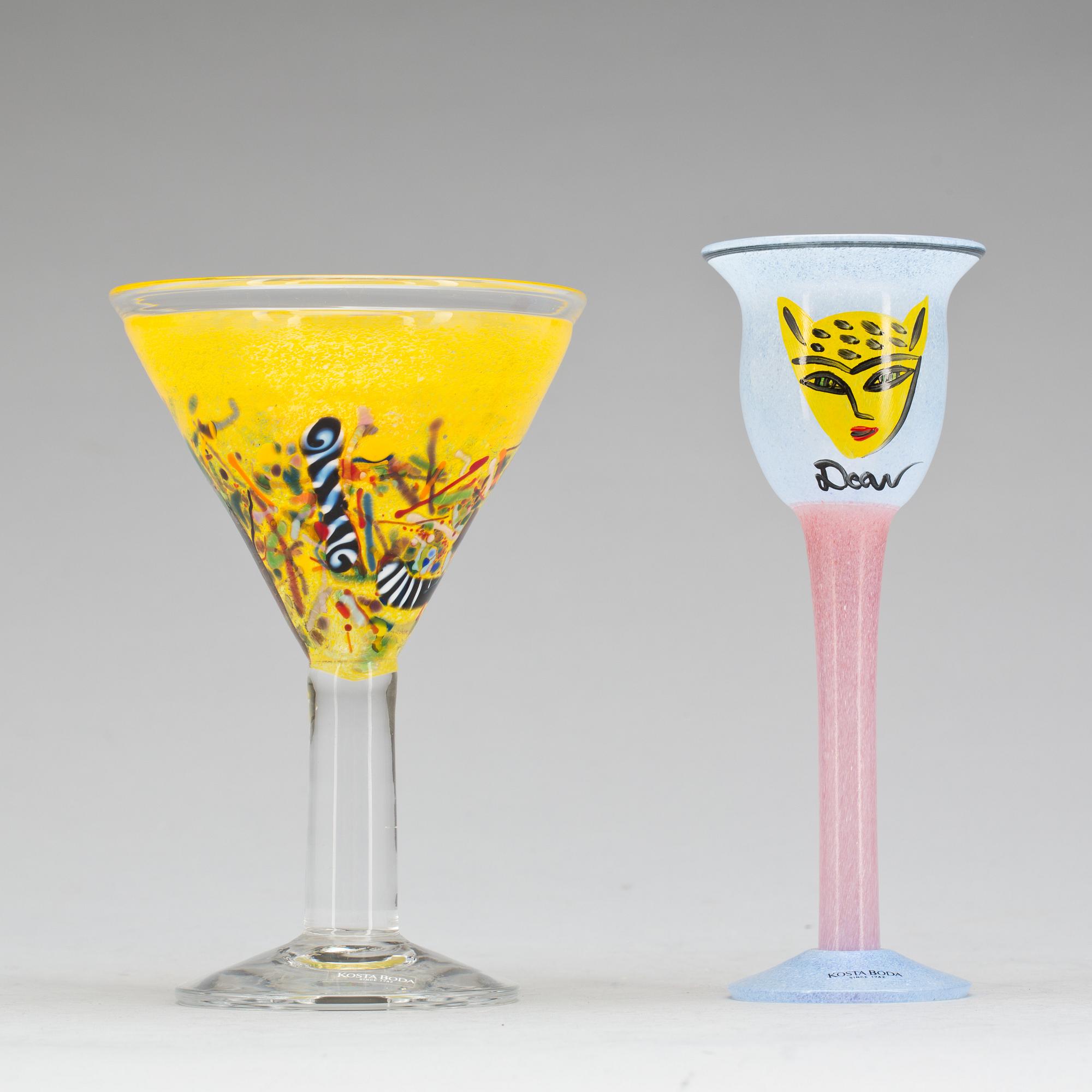 PARTI GLAS, 2 st, Bertil Vallien resp Ulrica Hydman Vallien, Kosta Boda.