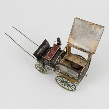 A tin horse and wagon possibly by Eichner, Germany, second half of the 19th century.