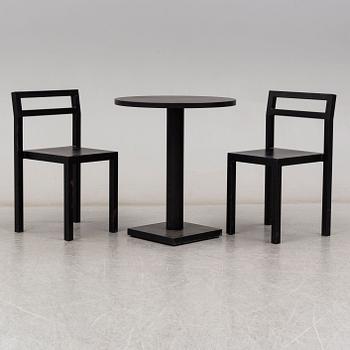 BORIS BERLIN/POUL CHRISTIANSEN, a 'Non' table with two chairs by Komplot design for Källmo.