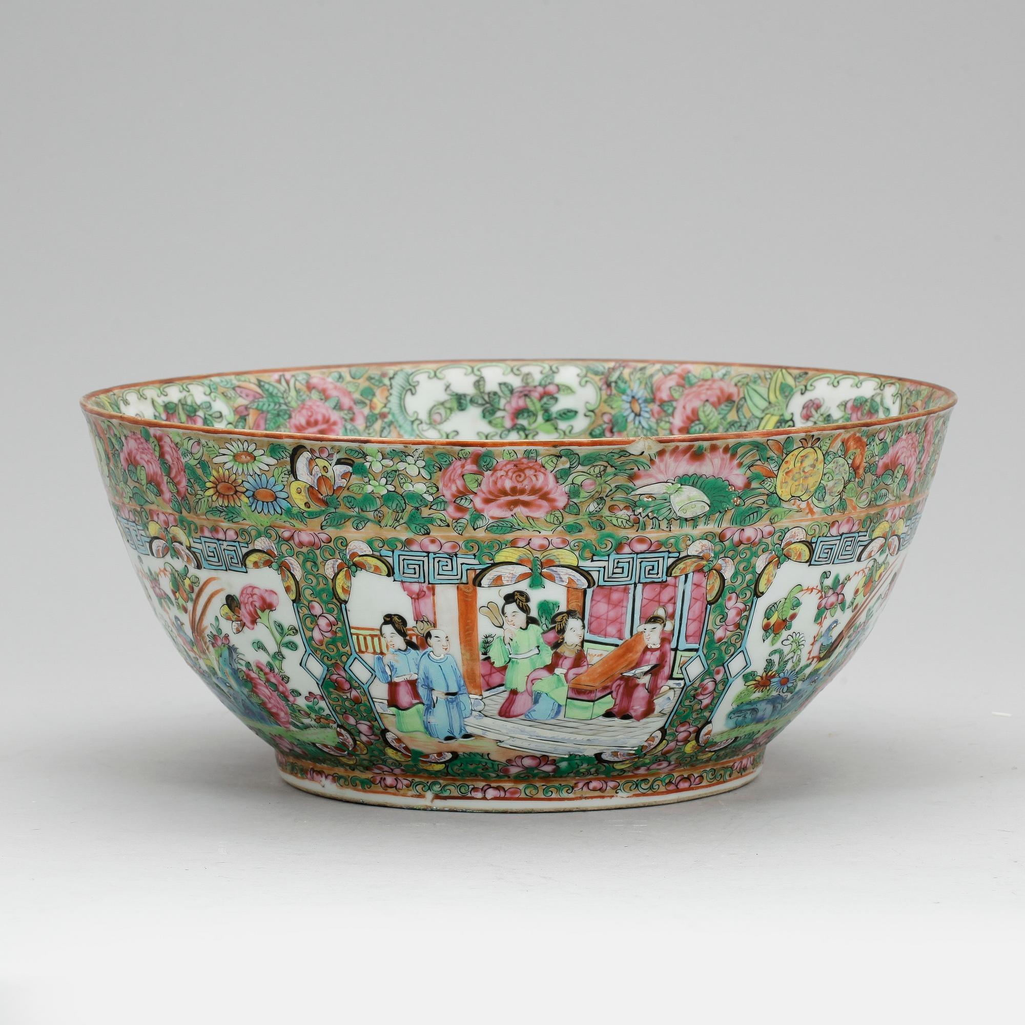 BÅLSKÅL, porslin, Kanton, Kina 1800-tal.