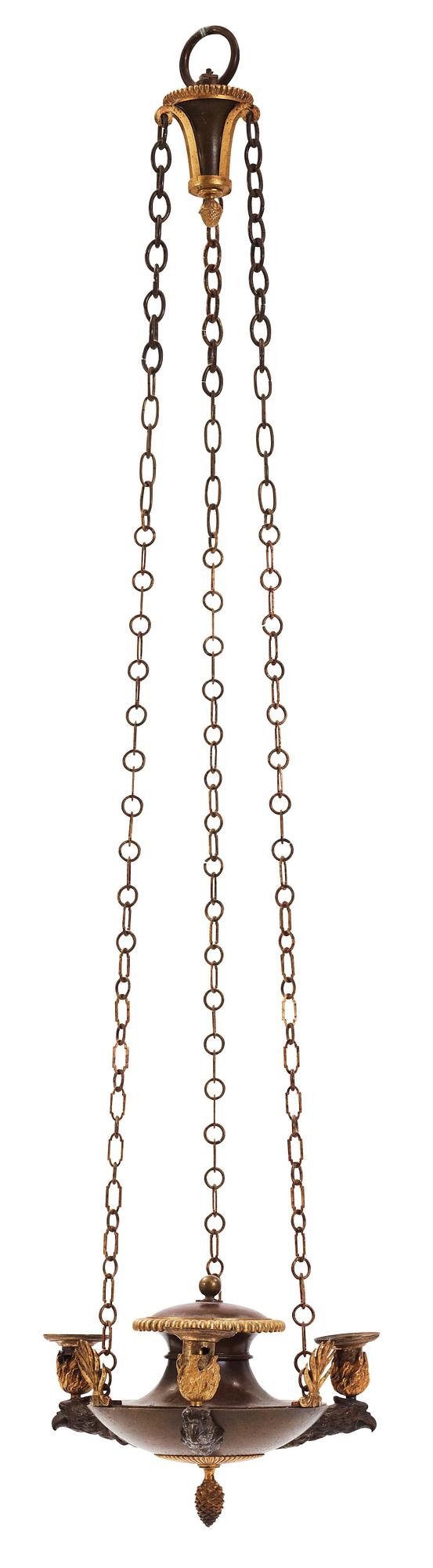 AMPEL, för tre ljus. Sverige, 1800-talets början. Empire.
