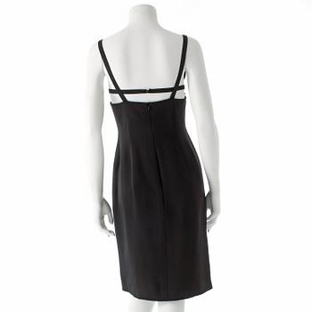 ESCADA, a black cocktail dress with rhinestones.