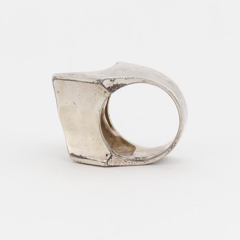 A silver ring by Björn Weckström for Lapponia, Finland, 1975.