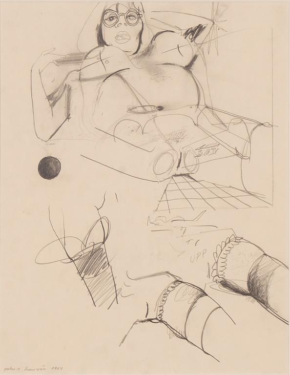 John-E Franzén, Probably study for ”Flicka med vit rand” ( "Girl with White Stripe"),  1964.