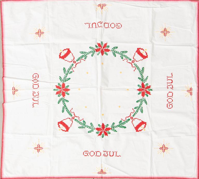 A collection of Christmas tablecloths 12 pcs first half/mid 20th century.
