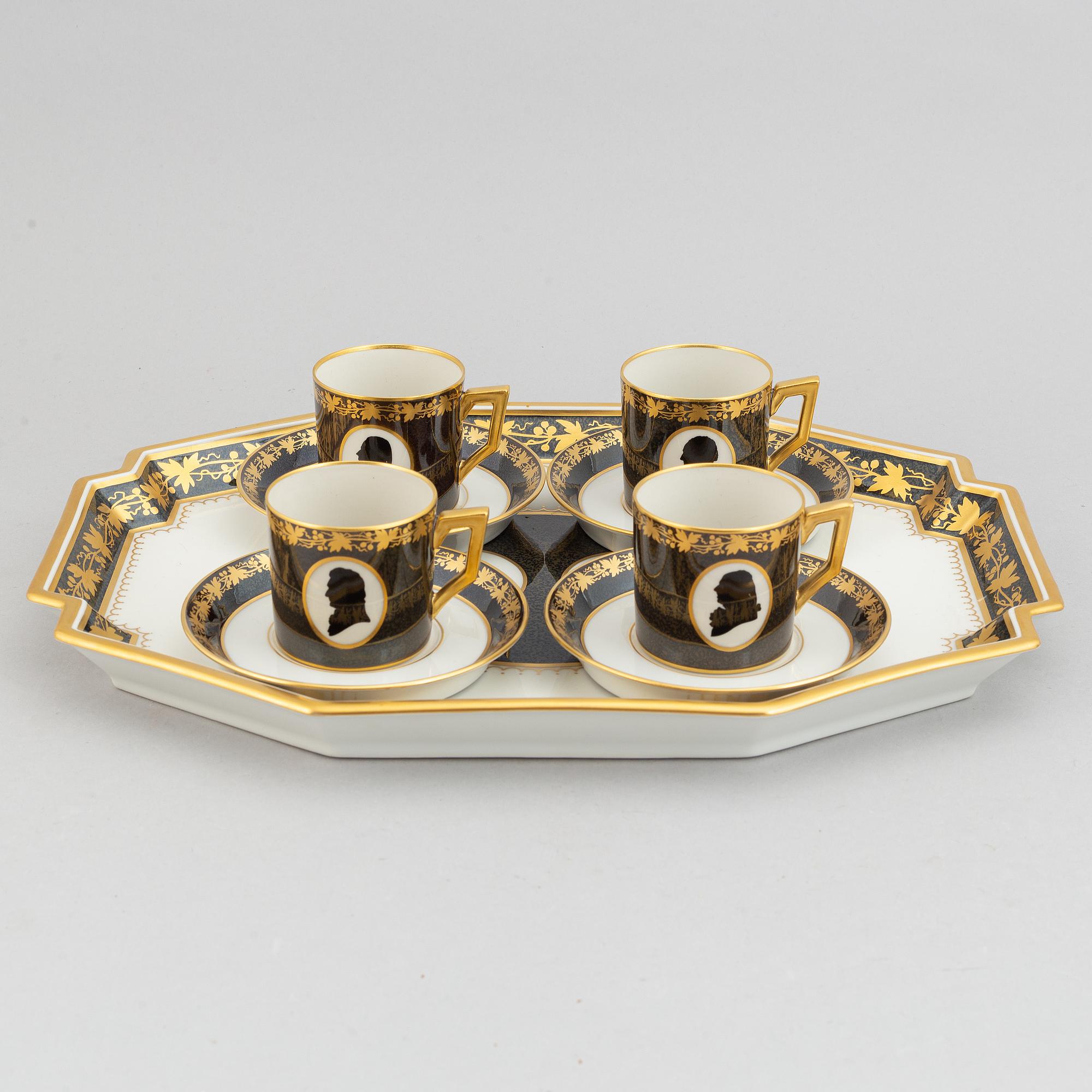 Royal Copenhagen, kaffeservis/presentationsservis, 9 delar, porslin, Danmark.